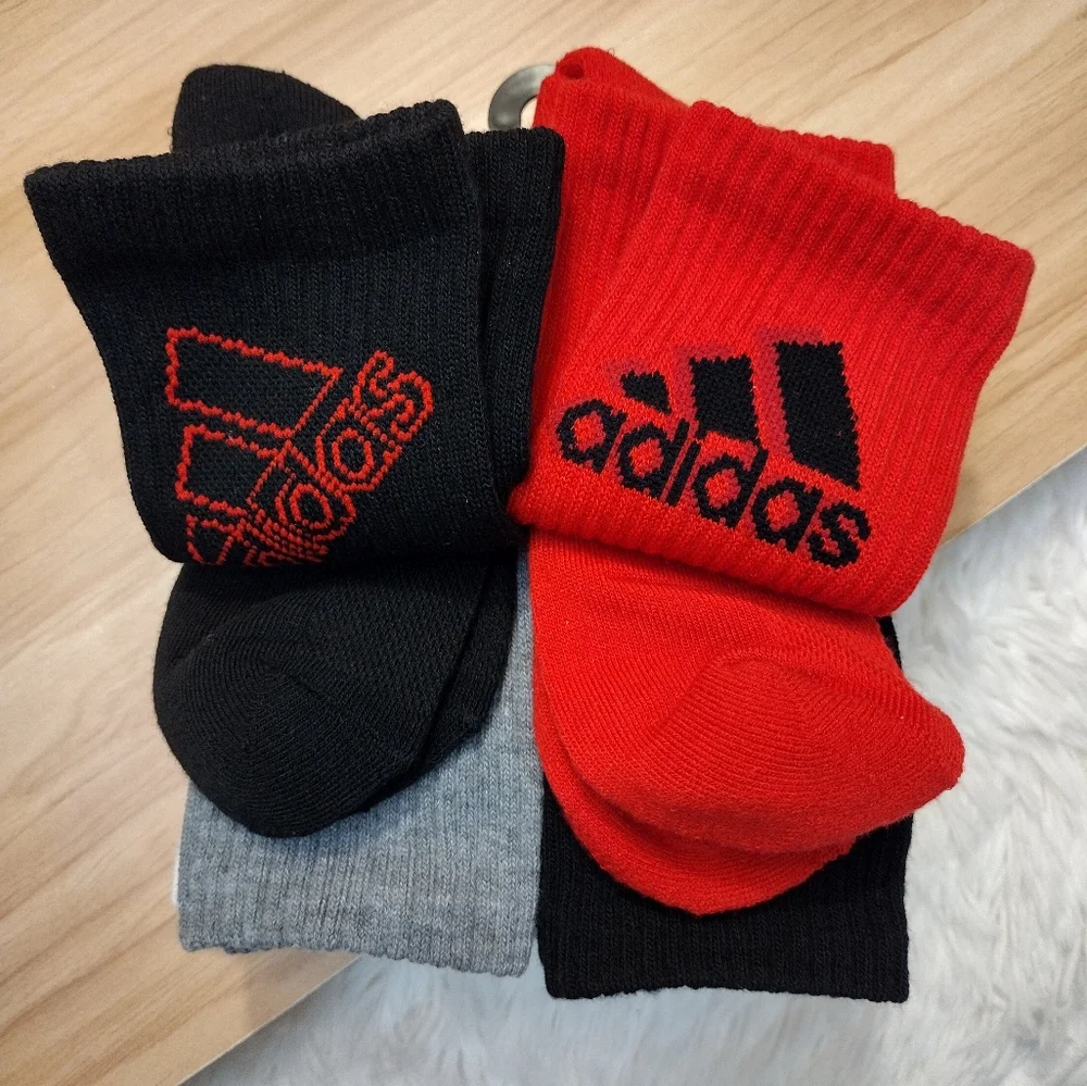 Adidas Youth L 5Y-7Y Cushioned Climacool Crew Socks Multicolor 6 Pair 🆕